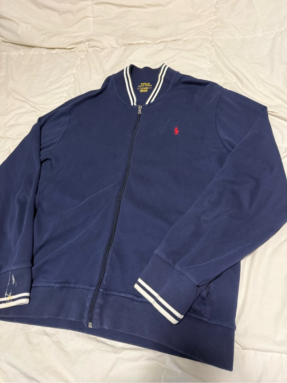 Polo by Ralph Lauren Navy Bomber Jacket with Red Polo Logo